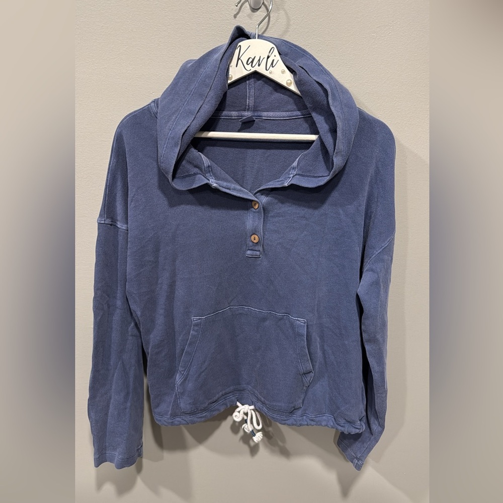 Blue Hooded Pullover with Front Pocket - Picture 1 of 1